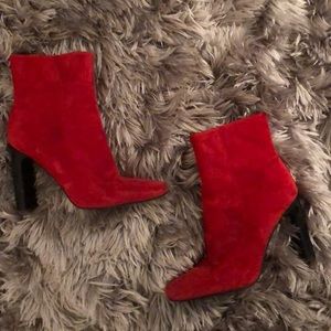 Red suedes booties